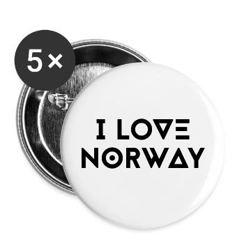 I LOVE NORWAY - Buttons groß 56 mm (5er Pack) - Weiß - Vorne