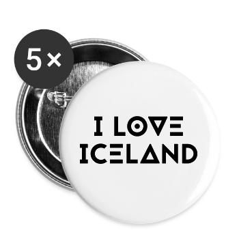 I LOVE ICELAND - Buttons large 2.2''/56 mm (5-pack) - white - Front