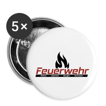 Feuerwehr - Retten, Löschen, Bergen, Schützen - Buttons groß 56 mm (5er Pack) - Weiß - Vorne