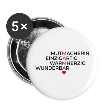 Mama Muttertag Mutter - Buttons groß 56 mm (5er Pack) - Weiß - Vorne