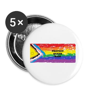 protect queer kids - Buttons large 2.2''/56 mm (5-pack) - white - Front
