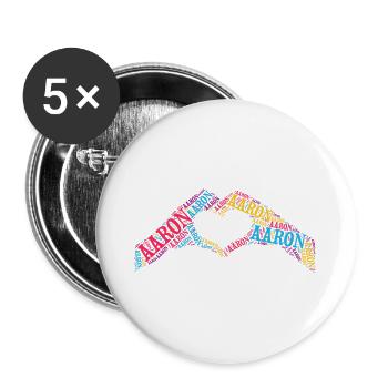 Aaron t-shirt t-shirt word cloud heart hand - Buttons large 2.2''/56 mm (5-pack) - white - Front
