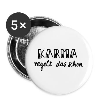 Karma regelt das schon - Buttons groß 56 mm (5er Pack) - Weiß - Vorne