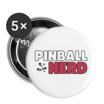 Pinball Nerd - Pinball Machine Freak Collector - Buttons large 2.2''/56 mm (5-pack) - white - Front