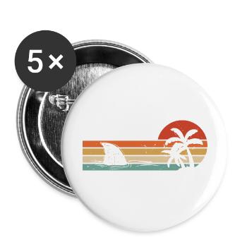 Requin requin - Haifisch - Buttons groß 56 mm (5er Pack) - Weiß - Vorne