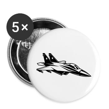 avion de chasse - Lot de 5 grands badges (56 mm) - blanc - Devant