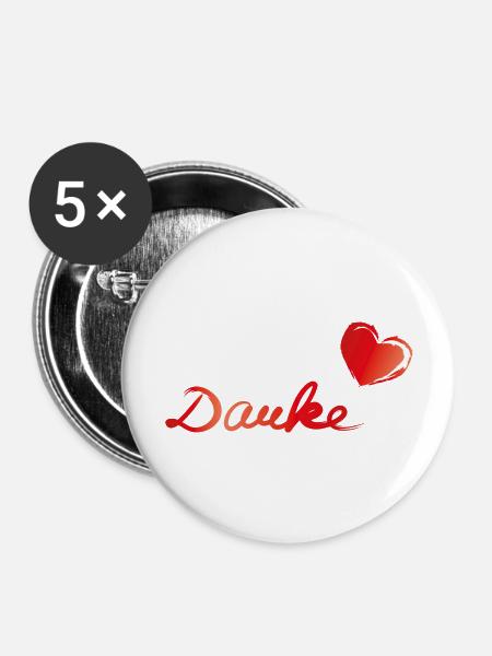 danke herz - Buttons groß 56 mm (5er Pack) - Weiß