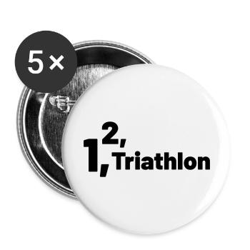 1 2 Triathlon - Buttons groß 56 mm (5er Pack) - Weiß - Vorne