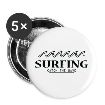 Surfing Surfboard Surfer Wassersport - Buttons groß 56 mm (5er Pack) - Weiß - Vorne