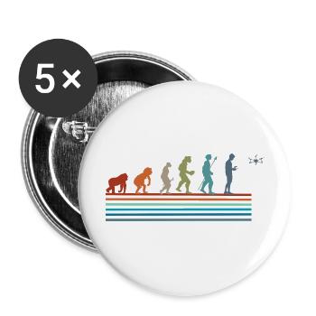 Vintage-Retro-Evolution-Drohne - Buttons groß 56 mm (5er Pack) - Weiß - Vorne