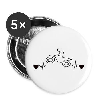 Motorcycle Motorcyclist Motorbike Fan Motorcross - Buttons large 2.2''/56 mm (5-pack) - white - Front