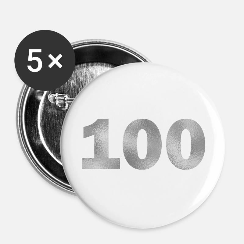 Birthday 100 years - Buttons large 2.2''/56 mm (5-pack) - white