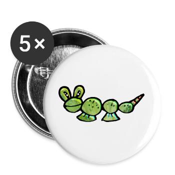 Chenille folle de Mars - Lot de 5 grands badges (56 mm) - blanc - Devant