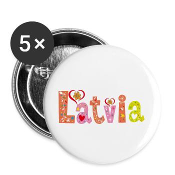 Personalisierter Name Lettlands - Buttons groß 56 mm (5er Pack) - Weiß - Vorne