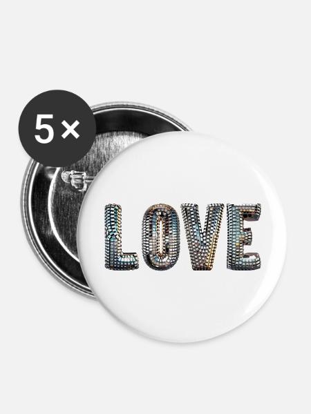 Disco Liebe - Buttons groß 56 mm (5er Pack) - Weiß