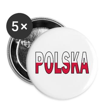 Polen in Nationalfarben - Buttons groß 56 mm (5er Pack) - Weiß - Vorne