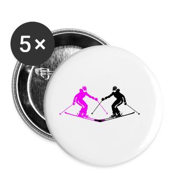 Skiing Skiing Woman Silhouette - Buttons large 2.2''/56 mm (5-pack) - white - Front