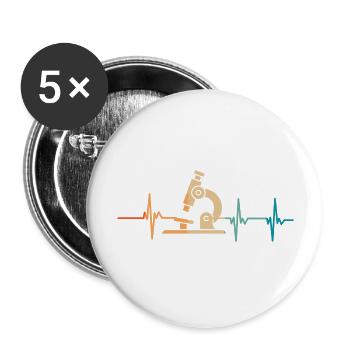 Battement de cœur microscope - Lot de 5 grands badges (56 mm) - blanc - Devant