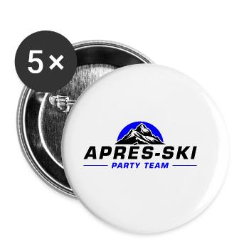 Apres Ski Party Team - Buttons groß 56 mm (5er Pack) - Weiß - Vorne