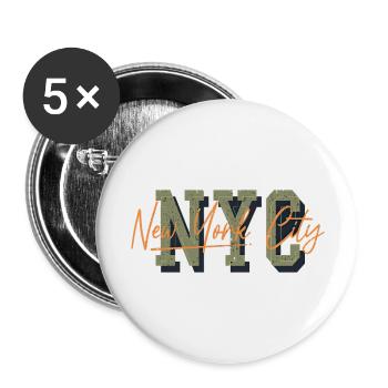 New York, États-Unis, Amérique, Voyage, Touriste, Patriote - Lot de 5 grands badges (56 mm) - blanc - Devant