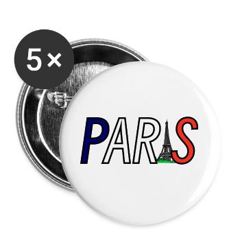 Silhouette parisienne avec jeu de couleurs de la tour Eiffel - Lot de 5 grands badges (56 mm) - blanc - Devant
