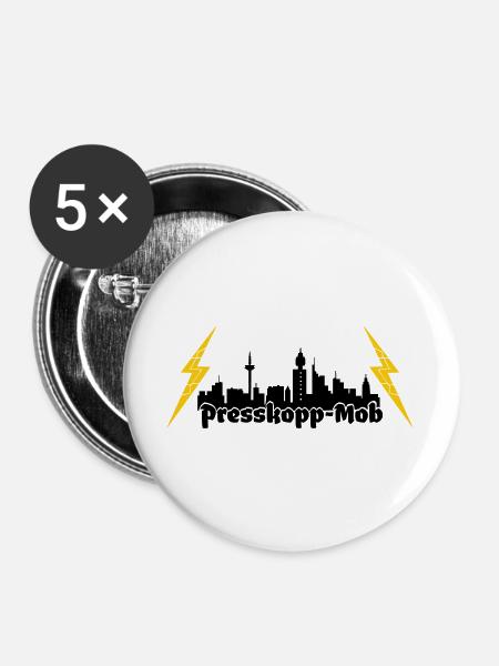 Presskopp Mob - ffm Skyline - Buttons groß 56 mm (5er Pack) - Weiß