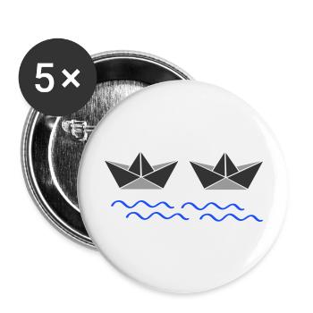 papierboote 02 - Buttons groß 56 mm (5er Pack) - Weiß - Vorne