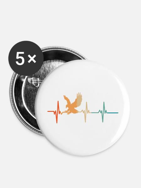 Adler-Herzschlag - Buttons groß 56 mm (5er Pack) - Weiß