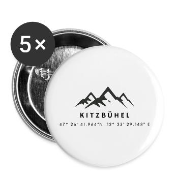 Minimalistisches Kitzbühel-Logo - Buttons groß 56 mm (5er Pack) - Weiß - Vorne