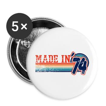 Made in 1974 - Fünfzig Jahre Geburtstagsgeschenk - Buttons groß 56 mm (5er Pack) - Weiß - Vorne