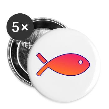 FISH. SARDINE. FISH. APRIL FOOL. SEA - Buttons large 2.2''/56 mm (5-pack) - white - Front