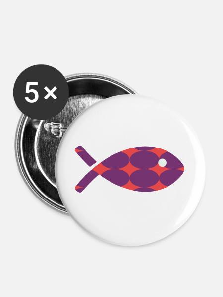 FISCH - Buttons groß 56 mm (5er Pack) - Weiß