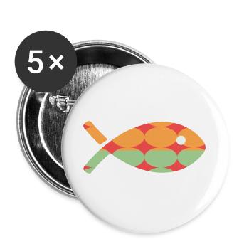 FISH. APRIL FOOL. HOLIDAY. SUMMER. HUMOR - Buttons large 2.2''/56 mm (5-pack) - white - Front