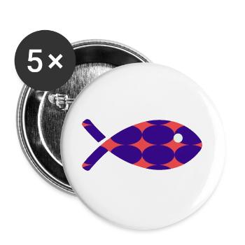 HUMOUR. POISSON. POISSON D'AVRIL. HUMOUR. MER - Lot de 5 grands badges (56 mm) - blanc - Devant