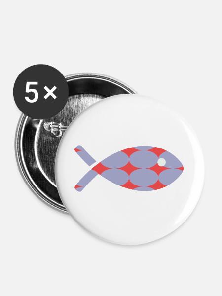 FISCH - Buttons groß 56 mm (5er Pack) - Weiß