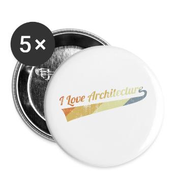 I Love Architecture - Buttons large 2.2''/56 mm (5-pack) - white - Front