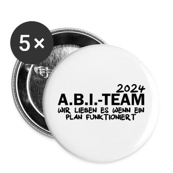 Abi Team 2024 Abimotto - Buttons groß 56 mm (5er Pack) - Weiß - Vorne