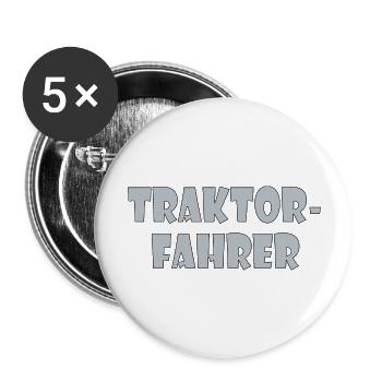 Traktor-Fahrer - Buttons groß 56 mm (5er Pack) - Weiß - Vorne