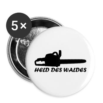 Held des Waldes Kettensäge Forst Natur Lustig - Buttons groß 56 mm (5er Pack) - Weiß - Vorne