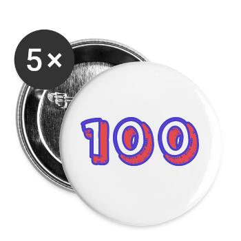 100. 100 JAHRE. 100-JÄHRIGES JUBILÄUM. GEBURTSTAG 100 - Buttons groß 56 mm (5er Pack) - Weiß - Vorne