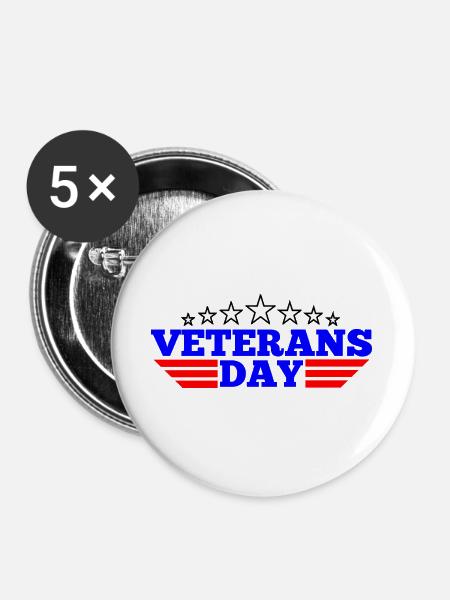 Logo Veterans Day - Buttons groß 56 mm (5er Pack) - Weiß