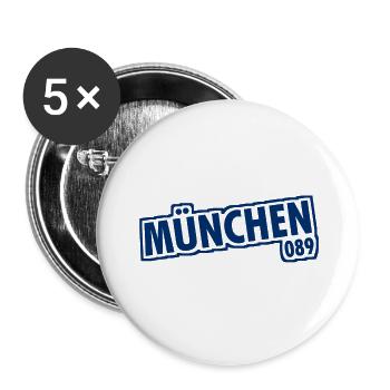 München - 089 - Bayern - Isar - bayrisch - Buttons groß 56 mm (5er Pack) - Weiß - Vorne