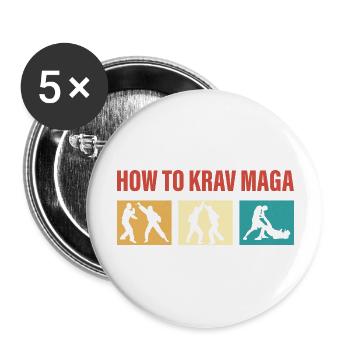 How To Krav Maga Training Martial Arts - Buttons groß 56 mm (5er Pack) - Weiß - Vorne