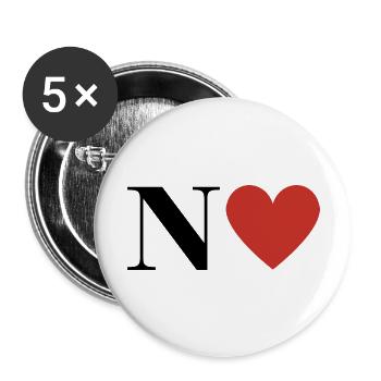 Letter n red heart - Buttons large 2.2''/56 mm (5-pack) - white - Front
