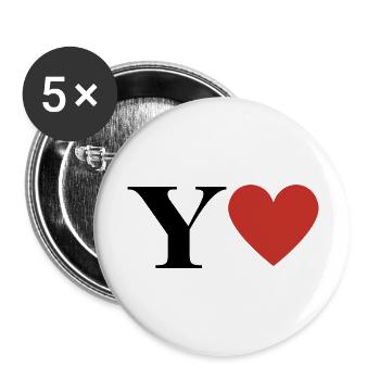 Letter y red heart - Buttons large 2.2''/56 mm (5-pack) - white - Front