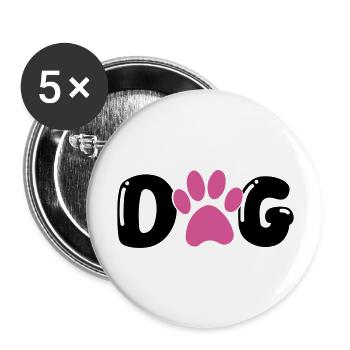 Patte de chien - Lot de 5 grands badges (56 mm) - blanc - Devant