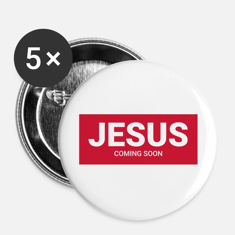 Jesus - Buttons large 2.2''/56 mm (5-pack) - white