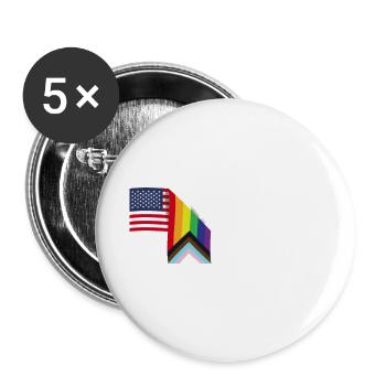 Be You - Patriot USA Flagge und LGBT Flagge - Schwul - Buttons groß 56 mm (5er Pack) - Weiß - Vorne