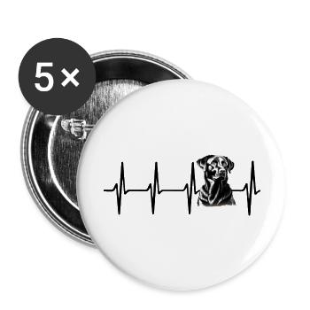 Herzschlag Labrador Hund - Buttons groß 56 mm (5er Pack) - Weiß - Vorne