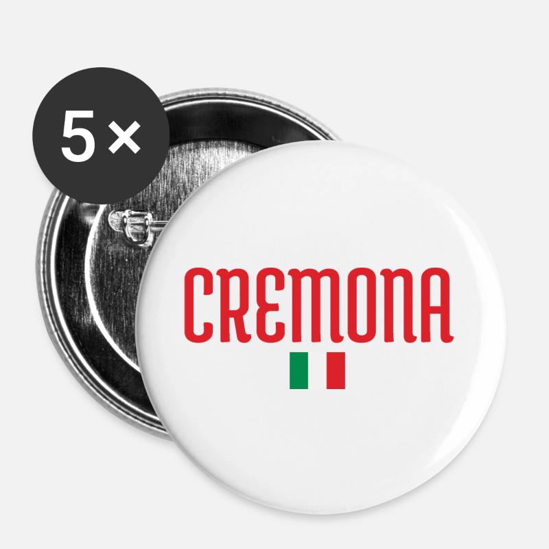 Cremona Italy Flag. - Buttons large 2.2''/56 mm (5-pack) - white